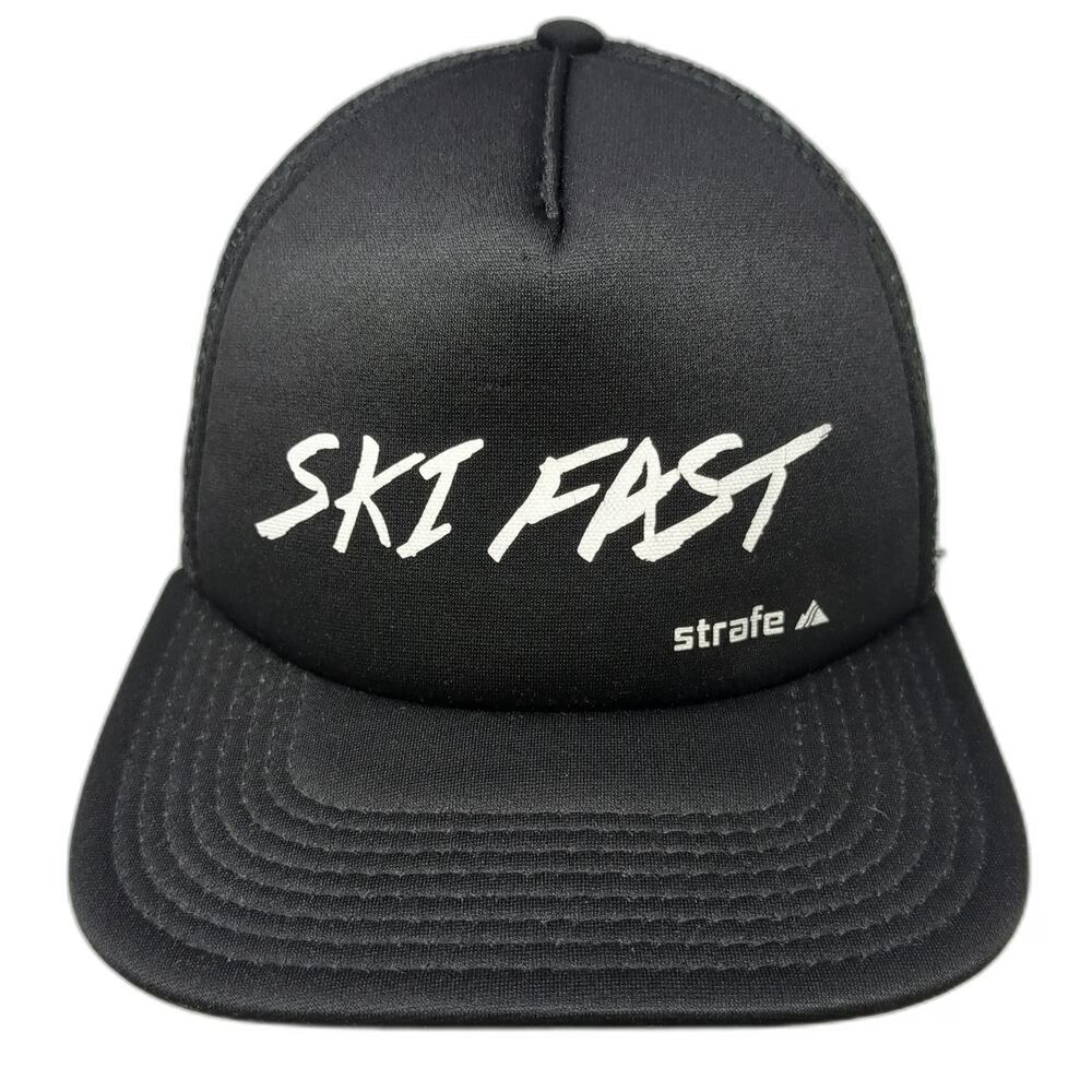 Strafe Trucker Hat Black One Size Mesh Snapback Ski Fast Foam Crown Cap